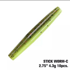 Lures TSURINOYA  Tsurinoya-stick worm 7cm 4.3gr bicolore vert arôme crevette
