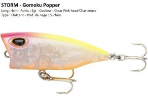 Lures Storm GOMOKU POPPER (Clear Pink Head Chartreuse)