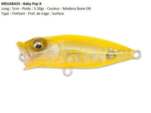 Lures Megabass BABY POP X (Modena Bone OR)