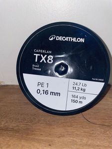 Lines Caperlan Baid tresse TX8 PE 1 0,16mm 11,2kg