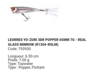 Lures Yo-Zuri 3DR POPPER 65MM 7G - REAL GIZZARD SHAD (R1304-RGZS)