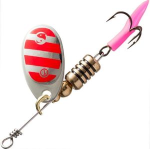 Lures Caperlan Cuillère Tournante Argentée Striée Rouge n°1