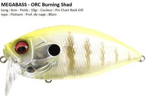 Lures Megabass ORC BURNING SHAD (Pm Chart Back Gill)