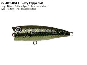Lures Lucky Craft BEVY POPPER 50 (Aurora Bass)