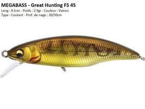 Lures Megabass GREAT HUNTING FS 45 (Vairon)
