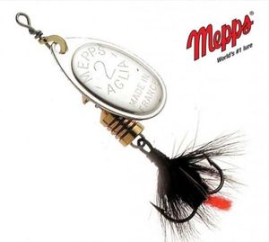 Lures Mepps Aglia n°2 argent avec mouche noir 