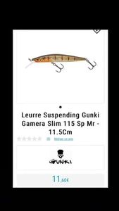 Lures Gunki Leurre suspending gamera slim 11,5cm