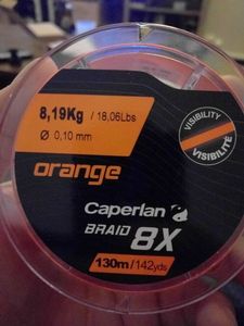 Lines Caperlan tresse orange / 0,10mm / 8,19kg / 18,06Lbs