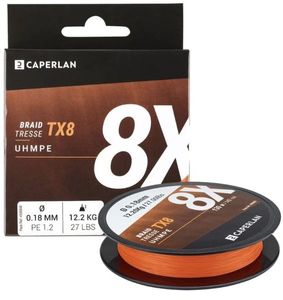 Lines Caperlan Caperlan - Braid tx8 orange vitamine 130m 8 centièmes 6.8kg