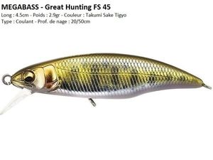 Lures Megabass GREAT HUNTING FS 45 (Takuni Sake Tigyo)