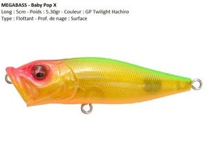 Lures Megabass BABY POP X (GP Twilight Hachro)