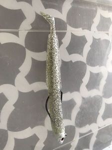 Lures null Worm Monté 14cm 15g Blanc Pailleté Texas