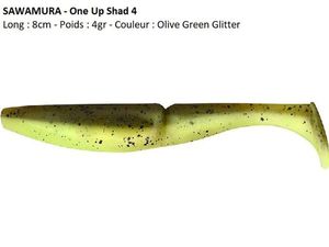 Lures Sawamura ONE UP SHAD 4 (Olive Green Glitter)