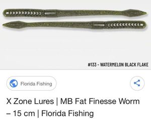 Lures Xzone Lures Mb fat finesse worm 6’´ watermelon