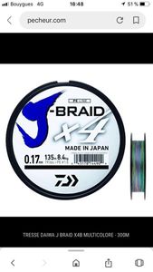 Lines Daiwa J BRAID X4 19/100 Multicolore