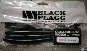 Lures Black Flagg GGRANDE Worm 6.95" #013 BF Black