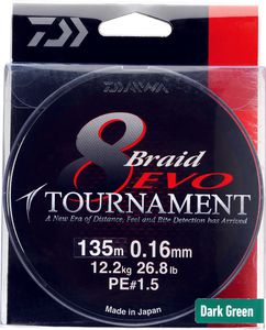 Lines Daiwa TOURNAMENT 8 BRAID EVO 26/100 1000 M VERT