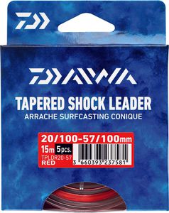 Leaders Daiwa ARRACHE SURF TAPER LEADER 15M X 5 0,20 / 0,57 ROUGE 15M