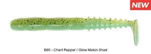 Lures Reins FAT ROCKVIBE SHAD 5" B85 - CHART PEPPER GLOW MELON SILVER