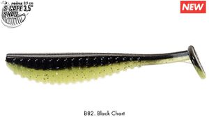 Lures Reins S-CAPE SHAD 3,5" B82 - BLACK GLOW CHARTREUSE SILVER