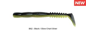Lures Reins ROCKVIBE SHAD 2" B82 - BLACK GLOW CHARTREUSE SILVER