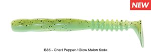 Lures Reins FAT ROCKVIBE SHAD 4" B85 - CHART PEPPER GLOW MELON SILVER