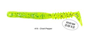 Lures Reins FAT ROCKVIBE SHAD 4" EXTRA SOFT 419 - CHARTREUSE PEPPER